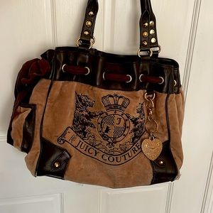 Juicy Couture Velour Brown Vintage Bag/Purse Y2K with Gold Keychain